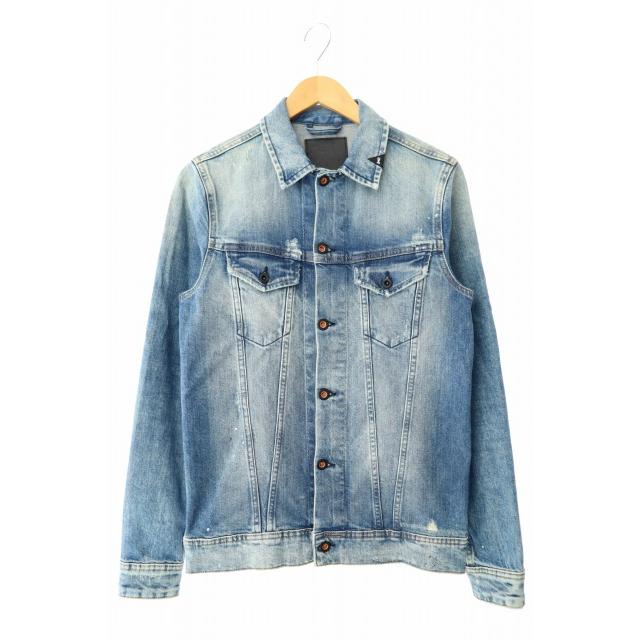 【中古】デンハム DENHAM AMSTERDAM GRLV ダメージ加工 ペンキ加工 デニム ジャケット Gジャン 27180-2-20512●251127 デンハム DENHAM AMSTERDAM GRLV ダメージ加工 ペンキ加工 デニム