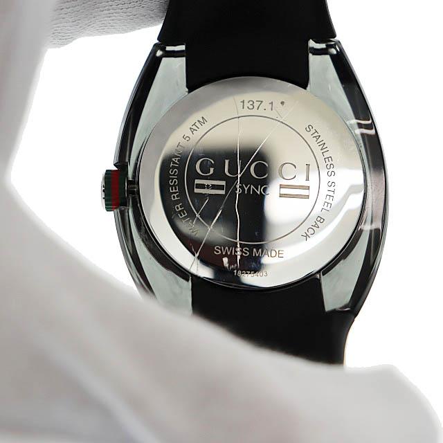 グッチ GUCCI SYNC シンク クォーツ ウォッチ 腕時計 YA137107A 137.1 ブラック シルバー ブランド古着ベクトル 中古☆AA★▲■251122 メンの画像