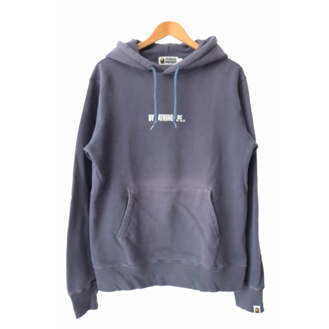 【中古】アベイシングエイプ A BATHING APE USED加工 ロゴ プリント プルオーバー パーカー M 紫 パープル●251206 A BATHING APE（アベイシングエイプ） A BATHING APE USED加工 ロゴ