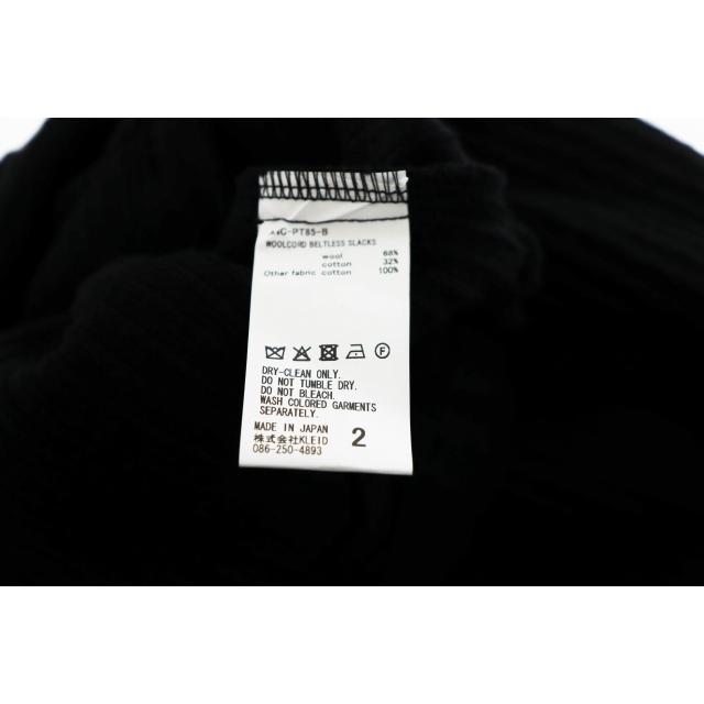 【中古】アンセルム 25AW ウール コード ベルトレス スラックス パンツ ANC-PT85-B 2 黒 ブラック■ ANCELLM アンセルム 25AW WOOLCORD BELTLESS SLACKS ウール コード