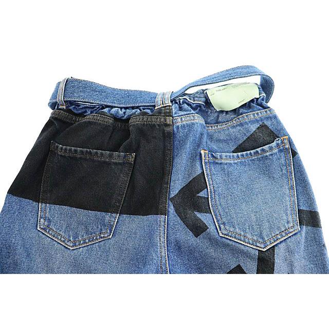 オフホワイト OFF WHITE 19AW バイアス ロゴ ベルテッド デニム パンツ 