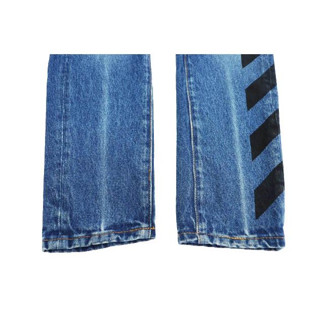オフホワイト OFF WHITE 19AW バイアス ロゴ ベルテッド デニム パンツ 