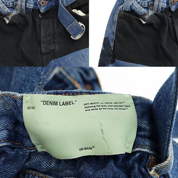 【中古】オフホワイト OFF WHITE 19AW バイアス ロゴ ベルテッド デニム パンツ ジーンズ OMYA005E19386045 29 251211 オフホワイト OFF WHITE 19AW バイアス ロゴ ベルテッド デニム パンツ