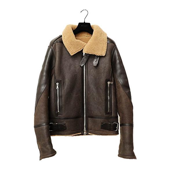 バルマン BALMAIN 14AW-15AW 牛革レザー 切替 ムートン ボア