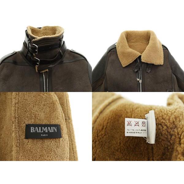 バルマン BALMAIN 14AW-15AW 牛革レザー 切替 ムートン ボア