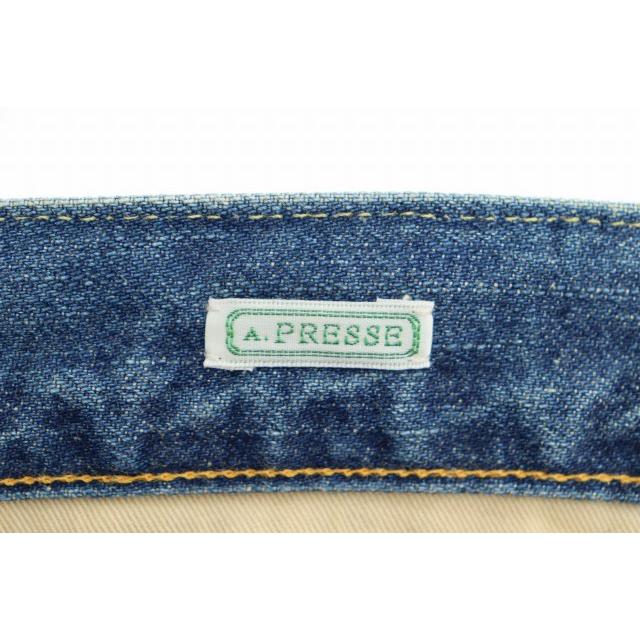 A.PRESSE アプレッセ Washed Denim Wide Pants  ウオッシュド デニム ワイド パンツ ジーンズ AP-4002 34 青 ブルー ブランド古着ベクトルの画像