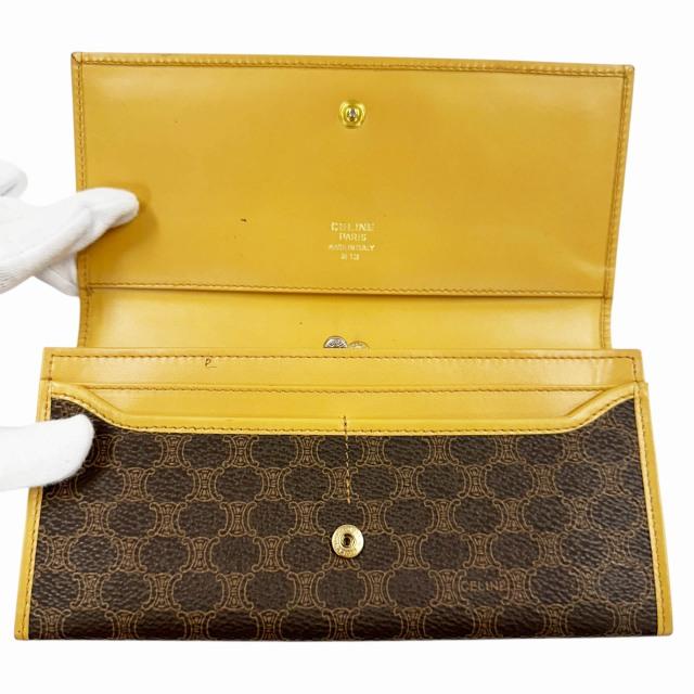 【美品】CELINE　セリーヌ★二つ折り長財布　マカダム柄　PVC　ウォレット CELINE（セリーヌ） マカダム 長財布 ブラウン ベージュ PVC レザー