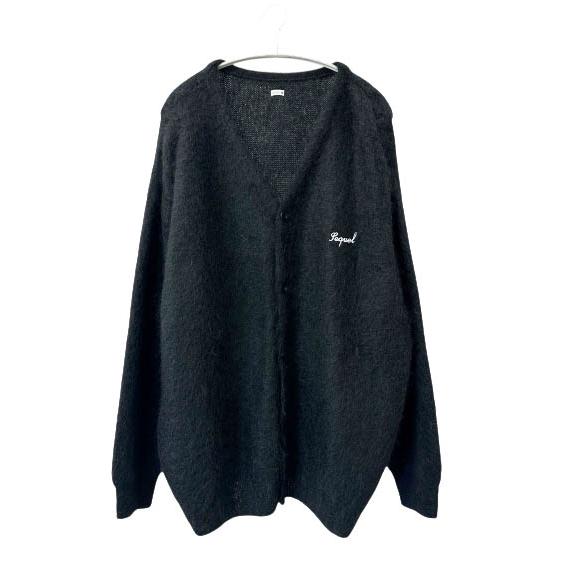 シークエル SEQUEL 25AW MOHAIR CARDIGAN BLACK ロゴ刺繍 モヘヤ