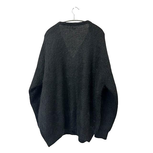シークエル SEQUEL 25AW MOHAIR CARDIGAN BLACK ロゴ刺繍 モヘヤ