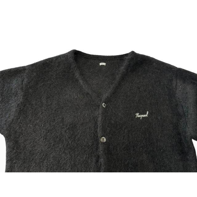 シークエル SEQUEL 25AW MOHAIR CARDIGAN BLACK ロゴ刺繍 モヘヤ