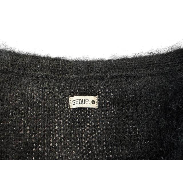 シークエル SEQUEL 25AW MOHAIR CARDIGAN BLACK ロゴ刺繍 モヘヤ