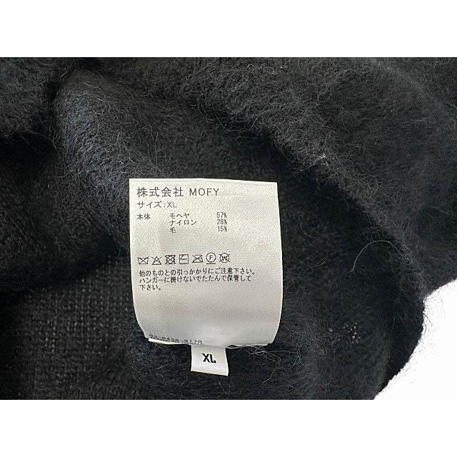 シークエル SEQUEL 25AW MOHAIR CARDIGAN BLACK ロゴ刺繍 モヘヤ