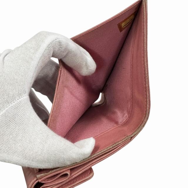 CHANEL（シャネル） ロゴ カメリア Wホック レザー 二つ折り財布