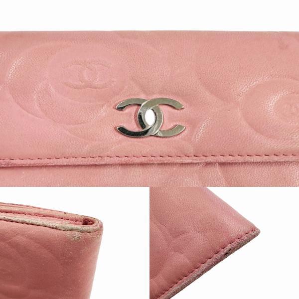 CHANEL（シャネル） ロゴ カメリア Wホック レザー 二つ折り財布