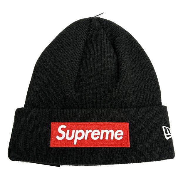 シュプリーム ニューエラ 帽子 ビーニー ボックスロゴ 刺繍 黒 ブラック Supreme（シュプリーム） ×NEWERA ニューエラ 22AW Box Logo Beanie