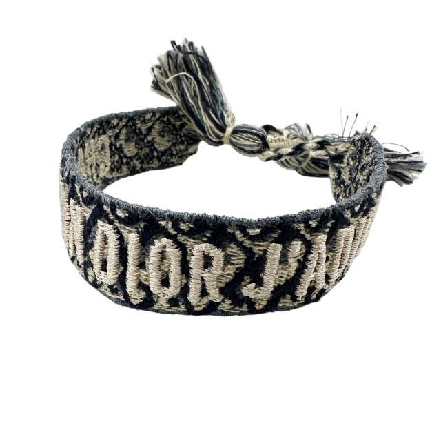 【お値下げしました】Dior ロゴ刺繍 ミサンガブレスレット ディオール Dior オブリーク ロゴ刺繍 ミサンガ ブレスレット 紺