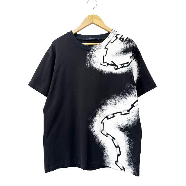 【極美品/箱付き】ルイヴィトン チェーン金具 LV Tシャツ 半袖シャツ 黒 LOUIS VUITTON（ルイ・ヴィトン） LOUIS VUITTON 20SS スプレー