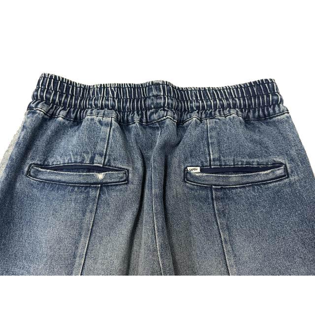 SAPEur サプール Denim Track Pants ヴィンテージ加工 ロゴ刺繍 デニム