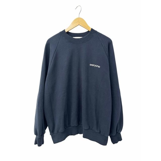 everyone ロゴ入り紺色スウェット S everyone エブリワン Logo Crewneck Sweat Navy ロゴ プリント クルー