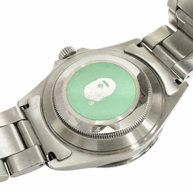 アベイシングエイプ A BATHING APE BAPEX ベイペックス サルマリーナ マイロ カモ グリーン ベゼル 自動巻き ウォッチ 腕時計 シルバー ▲の画像