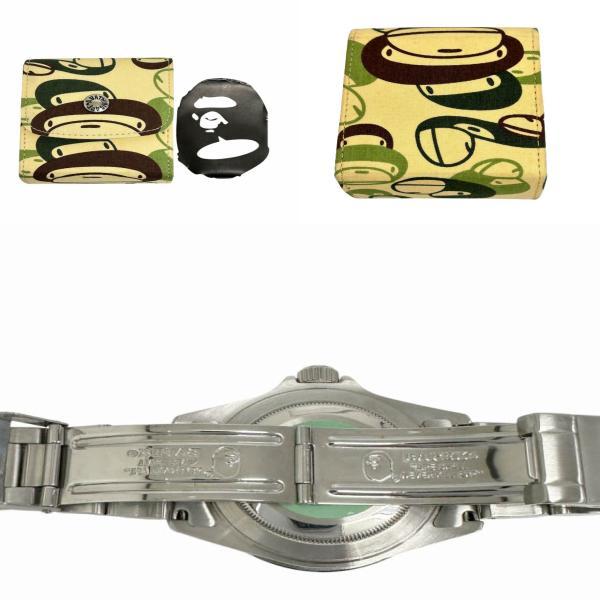 アベイシングエイプ A BATHING APE BAPEX ベイペックス サルマリーナ マイロ カモ グリーン ベゼル 自動巻き ウォッチ 腕時計 シルバー ▲の画像