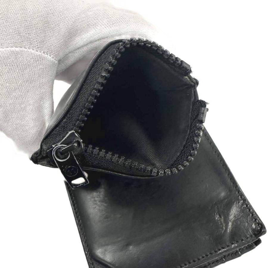 Maison Margiela 三つ折り財布 ブラック レザー メゾンマルジェラ Maison Margiela 四つタグ レザー ウォレット 二