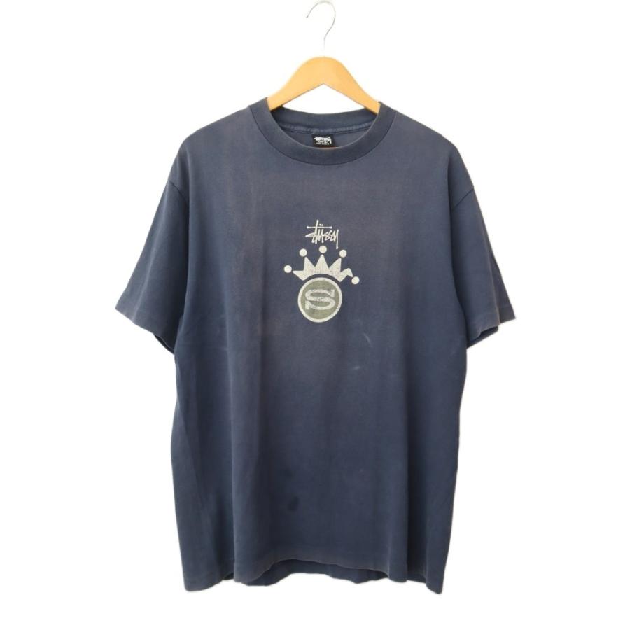 80s Stussy ステューシー クラウンロゴ　tシャツ STUSSY（ステューシー） STUSSY 80s USA製 クラウン 半袖 Tシャツ L 紺