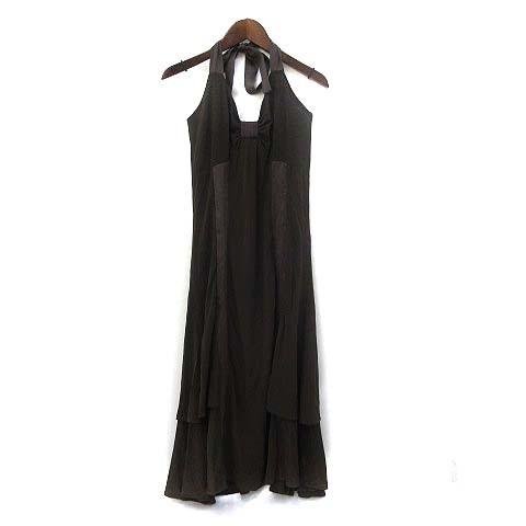 お1人様1点限り 中古 マックスマーラ Max Mara ワンピース 38 M 茶 ブラウン シルク混 ホルターネック リボン ひざ丈 フリル レディース ベクトル 古着 最終値下げ Diocesekabgayi Org