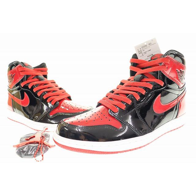 未使用品 ナイキ NIKE AIR JORDAN 1 RETRO HIGH OG PATENT BRED 2022