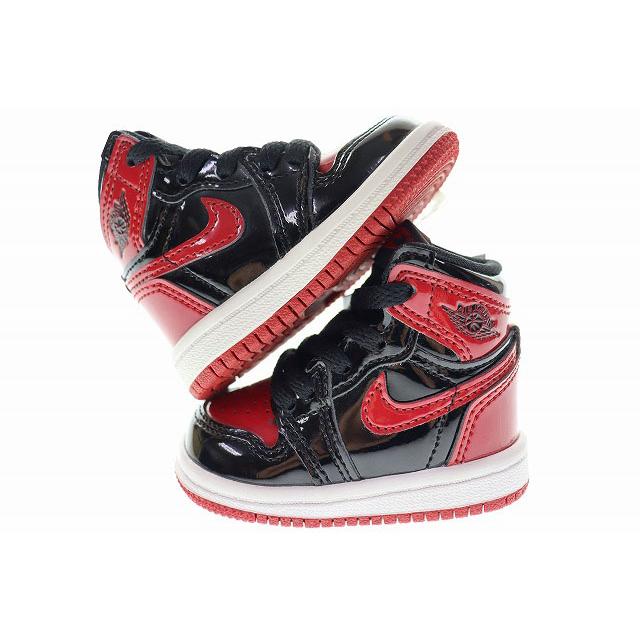 未使用品 ナイキ NIKE JORDAN 1 RETRO HIGH OG TD PATENT BRED 2021 8cm 2C AQ2665-063 ジョーダン I レトロ ハイ トドラー パテント ブレ｜vectorpremium｜02