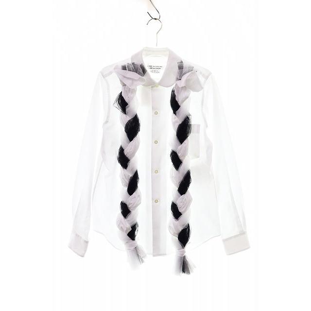 AD2006 archive 丸襟ナイロン半袖ブラウス 黒 ラウンドカラー