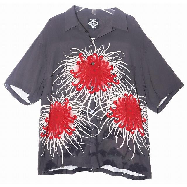 GAKKIN × BUDSPOOL 日章菊 HAWAIIAN SHIRT CHARCOAL L GAKKIN × BUDSPOOL 日章菊 HAWAIIAN SHIRT CHARCOAL L