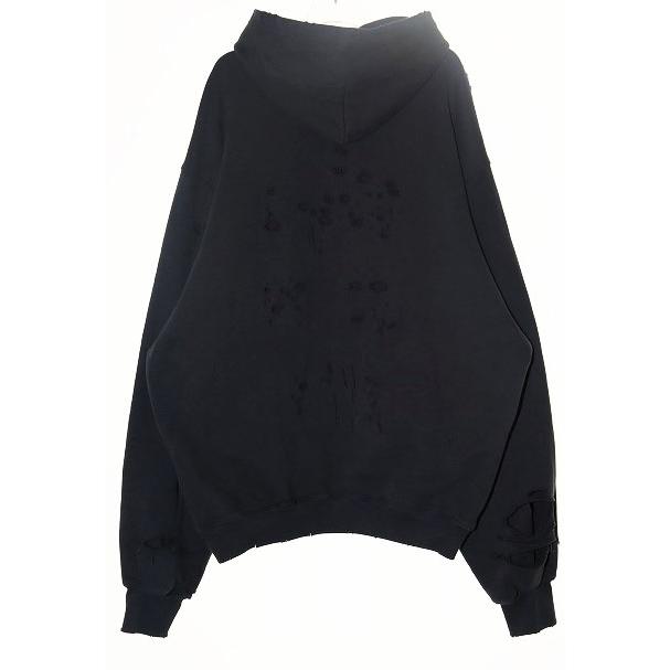 BALENCIAGA バレンシアガ 21SS CAPS DESTROYED HOODIE BLACK XXS