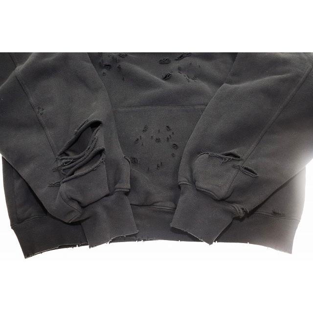 BALENCIAGA バレンシアガ 21SS CAPS DESTROYED HOODIE BLACK XXS