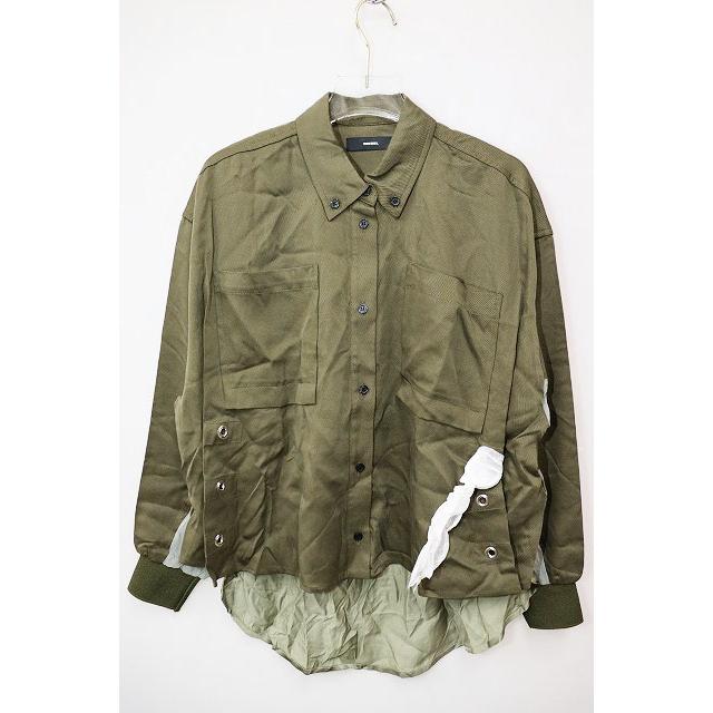 DIESEL ディーゼル C-LEXYS CAMICIA 異素材 切替 シャツ XXS ロゴ 