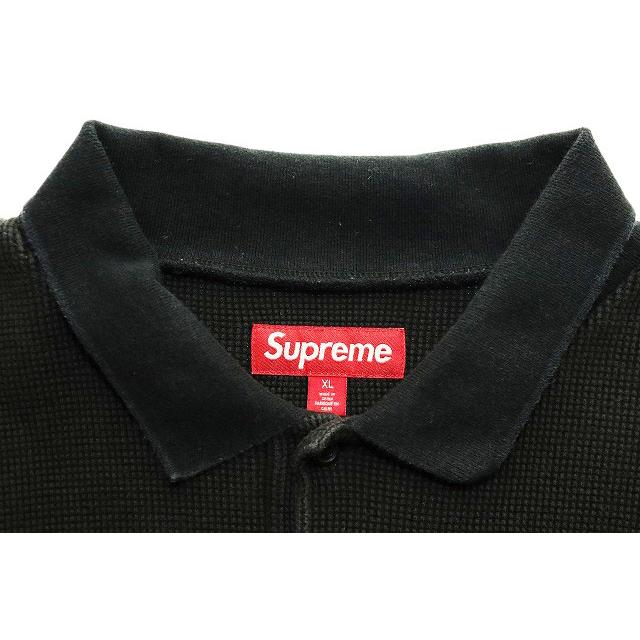 シュプリーム SUPREME 23AW THERMAL L/S POLO SHIRT BLACK XL サーマル 