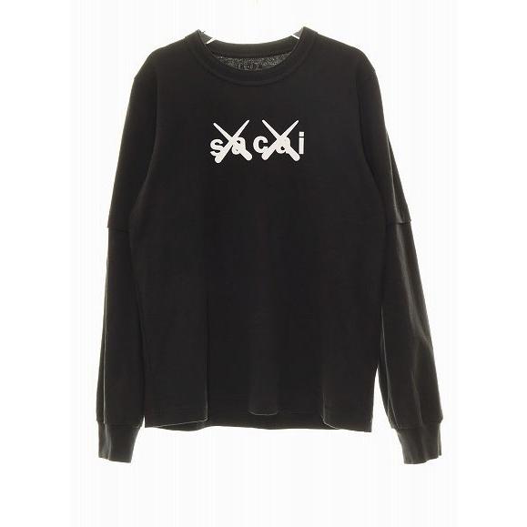 サカイ sacai × KAWS 21AW Flock Print Long Sleeve T-Shirt BLACK 
