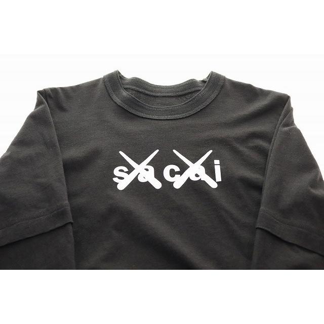 サカイ sacai × KAWS 21AW Flock Print Long Sleeve T-Shirt BLACK 