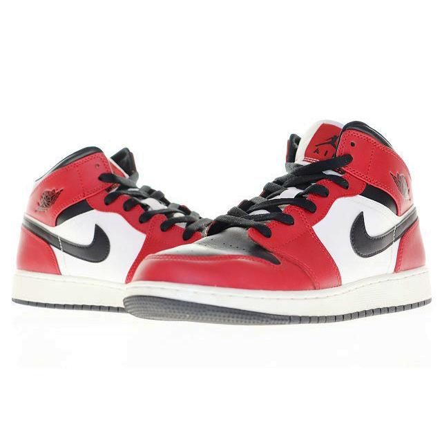 NIKE ナイキ GS AIR JORDAN 1 MID BLACK GYM RED 25cm 554725-069 AJ1 