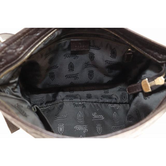 GUCCI グッチ ワンショルダー バッグ ダークブラウン レザー Gロゴ GUCCI（グッチ） GUCCI GG シマレザー ショルダーバッグ 201446 ワン