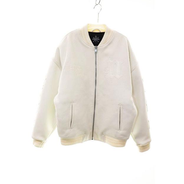 アンノウン UNKNOWN LONDON LOGO VARSITY JACKET WHITE L アンノウン