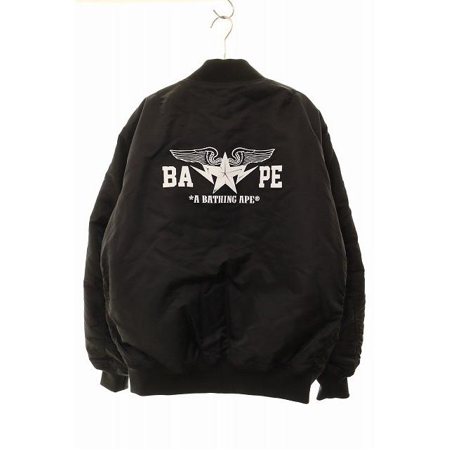 A BATHING APE / フライトジャケット/L/ポリエステル/BLK/001GDJ201001H A BATHING APE（アベイシングエイプ） A BATHING APE MA-1ジャケット