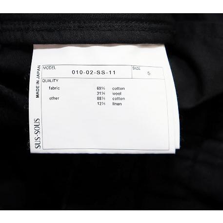 シュス SUS-SOUS MK-1 Black Bio Wash cotton wool twil サイズ5