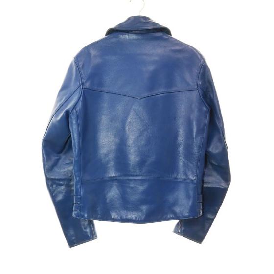 トリプルシックス 666 ダブル ライダース レザー ジャケット ブルー