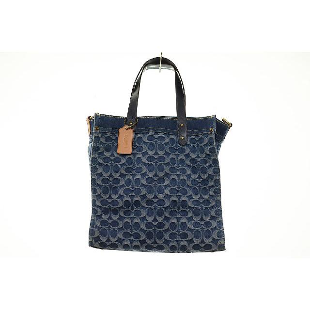 【中古】コーチ COACH フィールド トート シグネチャー デニム CA108 ショルダー バッグ 総柄 ☆AA★●▲■251106 COACH（コーチ） フィールド トート シグネチャー デニム CA108