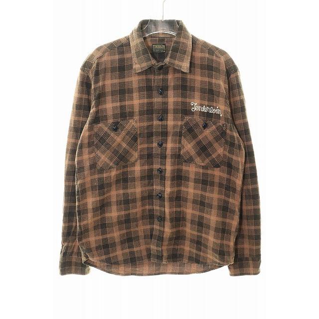 テンダーロイン TENDERLOIN ネルシャツ Sサイズ チェック柄 ロゴ 刺繍