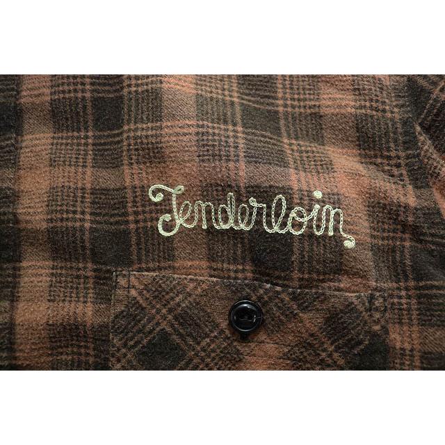 テンダーロイン TENDERLOIN ネルシャツ Sサイズ チェック柄 ロゴ 刺繍