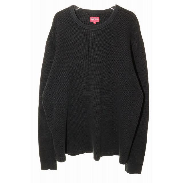 シュプリーム　ワッフル/ロンT ブラック　Mサイズ Supreme（シュプリーム） SUPREME 17AW SLEEVE LOGO WAFFLE THERMAL
