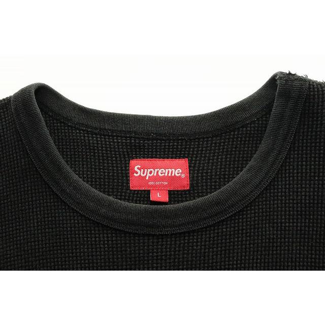 Supreme ワッフル ポロシャツ 黒 M ロンT 長袖 Supreme（シュプリーム） SUPREME 17AW SLEEVE LOGO WAFFLE THERMAL