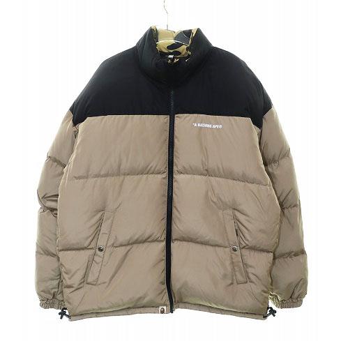 アベイシングエイプ A BATHING APE 1ST CAMO REVERSIBLE DOWN JACKET YELLOW L 1L80144005 ファースト カモ リバーシブル ダウン ジャケッの画像